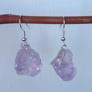 Rough Amethyst Crystal Earrings